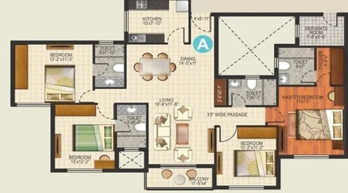 4 bhk unit plan